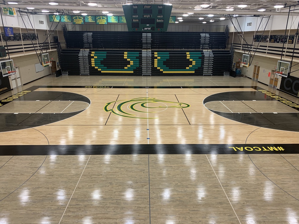 Photo of new gym floor replacement