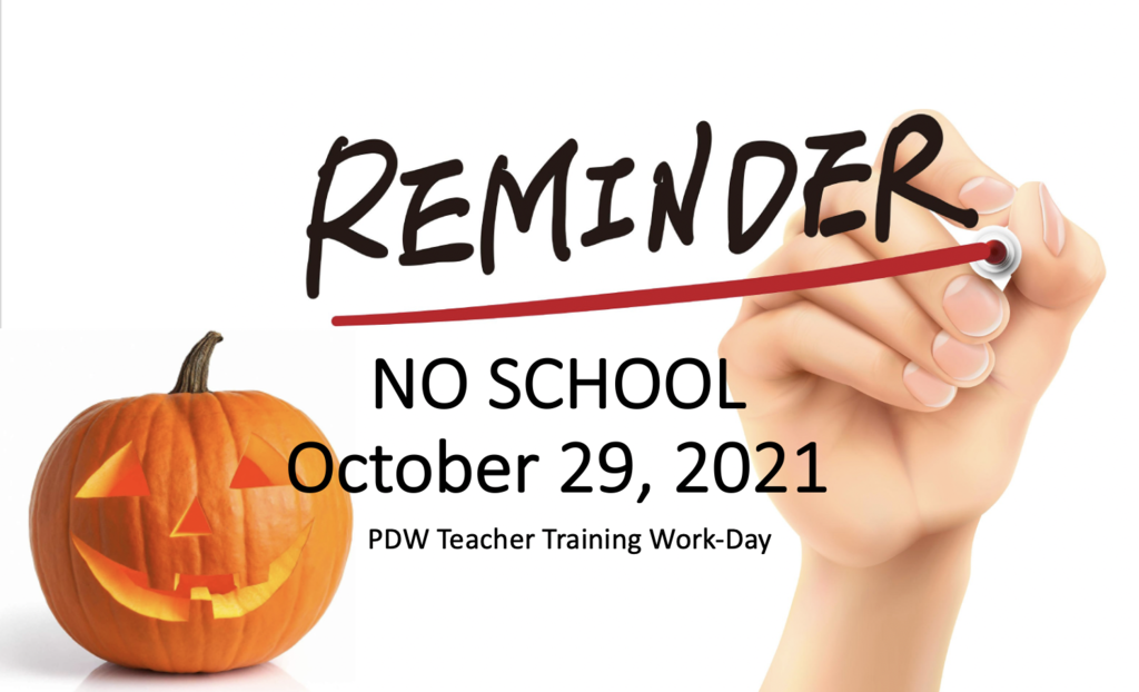 School reminder with hand and pumpkin